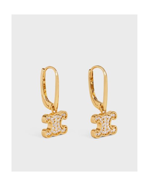 Céline Metallic Triomphe Rhinestone Earrings