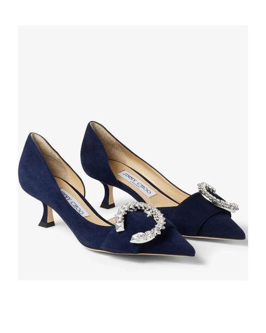 Jimmy Choo Blue Melva Dorsay Pointed Heels