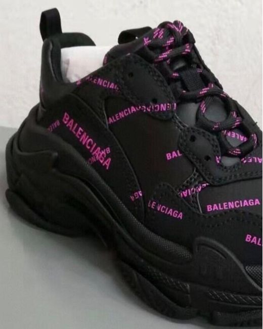 Balenciaga Black Triple S Sports Shoes With Full Logo