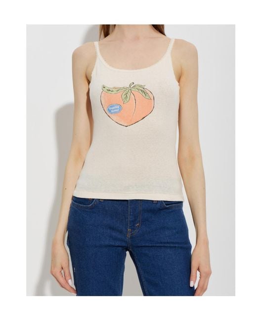 Re/done White Lace Strap Tank Top