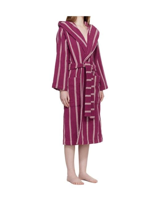 Tekla Red Hooded Bathrobe for men