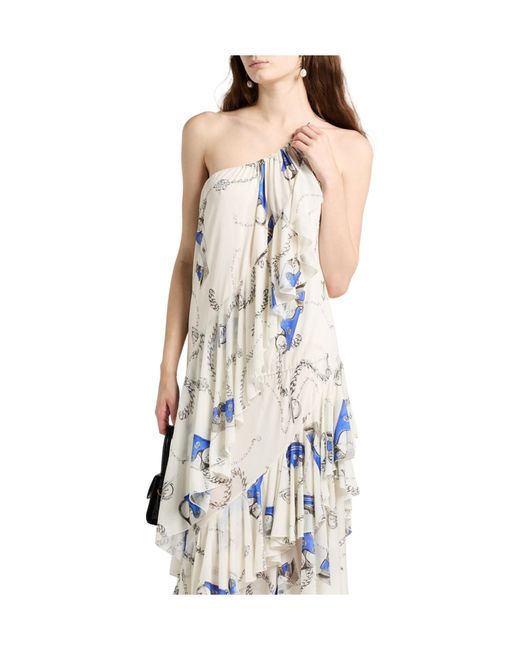 Burberry White Colorful One-Shoulder Dress