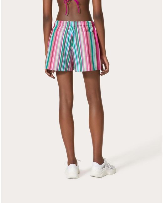 Valentino Red Stripes Popeline 75 Shorts