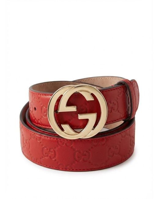 Gucci Red Logo Printed Belt