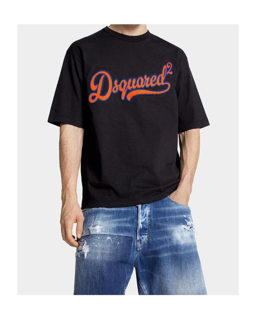 DSquared² Black Sponge-Patch T-Shirt for men