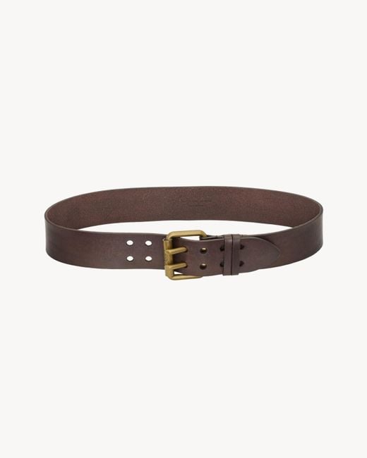 Saint Laurent White Double-Pin Buckle Belt