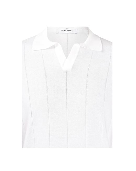 Gran Sasso White Short-Sleeved Knitted Polo Shirt for men