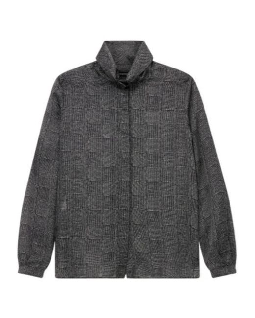Emporio Armani Gray Printed Satin Shirt Signature Capsule