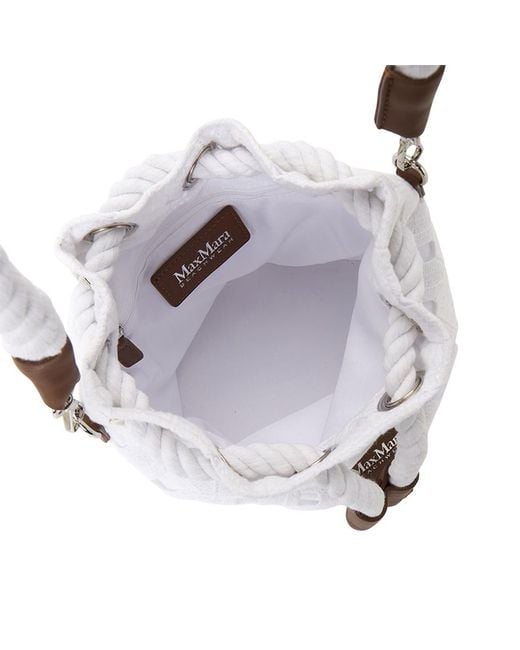 Max Mara White Rope-Detail Floral-Lace Bucket Bag