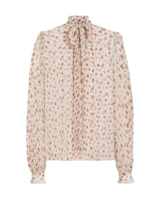 Dolce & Gabbana Pink Small Rose-Print Chiffon Top