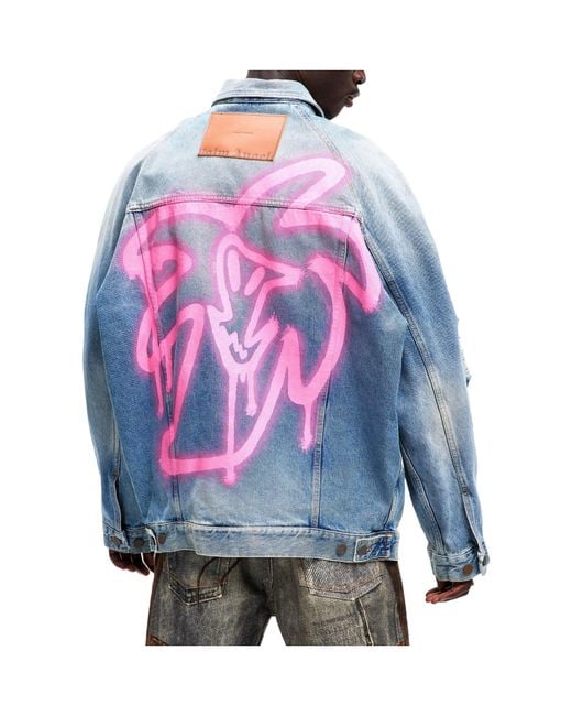 Palm Angels Blue Single- Denim Jacket With Lapel for men