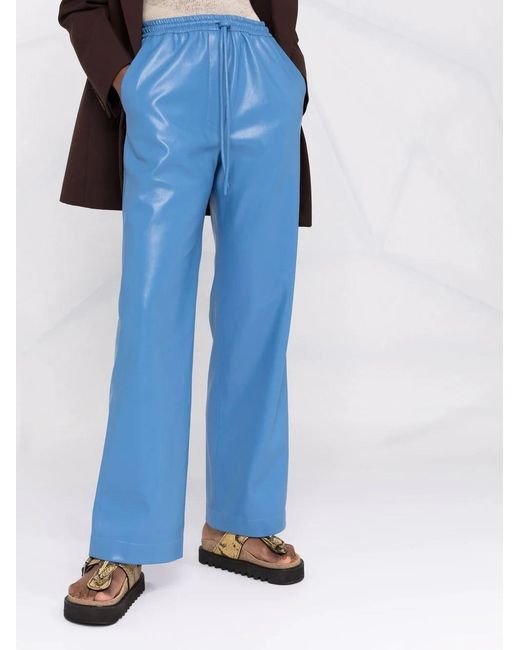 Nanushka Blue Faux-Leather Drawstring-Waist Trousers