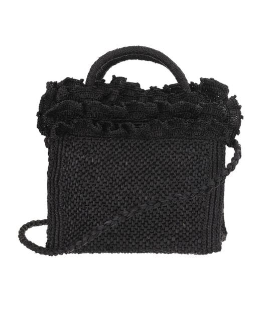 IBELIV Black Laguna Ruffled Shoulder Bag