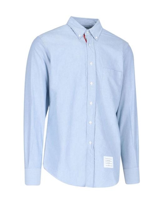 Thom Browne Blue Collared Button-Up Oxford Shirt for men