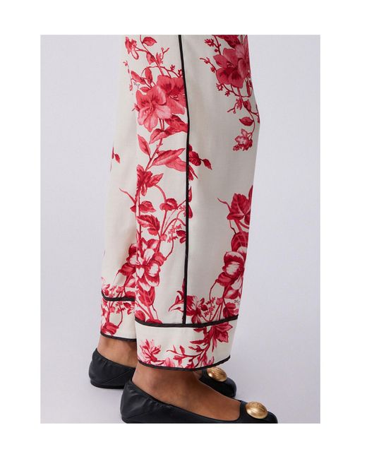 Liu Jo Red Floral Wide-Leg Pants