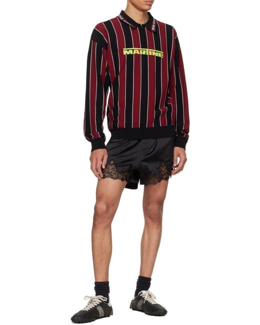 Martine Rose Red Striped Polo Shirt for men
