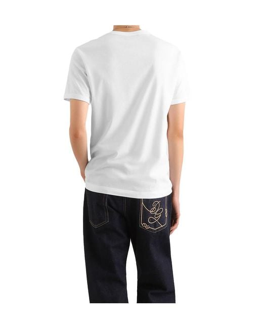 Dolce & Gabbana White Cotton T-Shirt With Patch for men