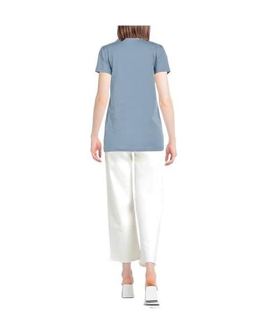 Max Mara Blue Solid Printed T-Shirt