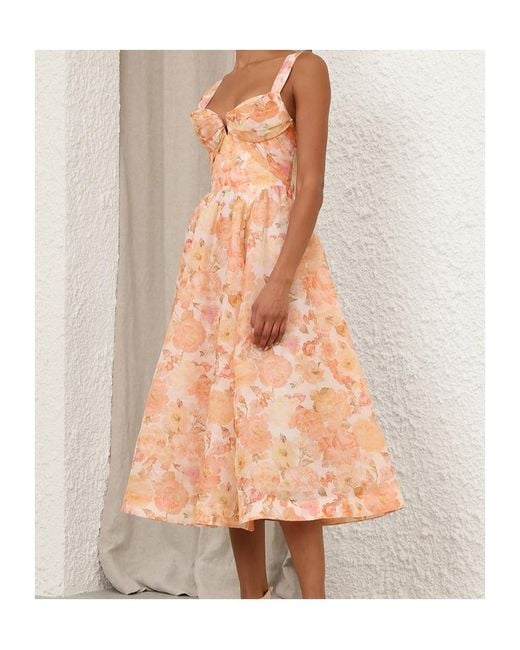 Zimmermann Pink Rebellion Drape Midi Dress