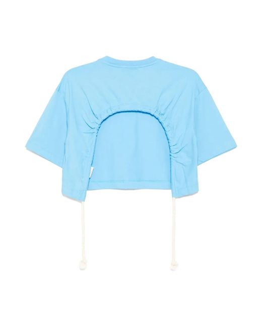 MSGM Blue Open-Back Self-Tie T-Shirt