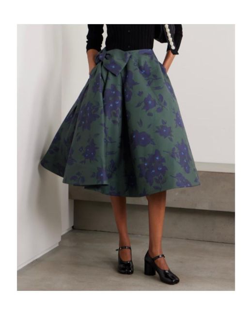ShuShu/Tong Blue Asymmetrical Bow Midi Skirt