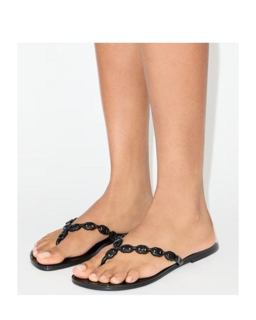 Tory Burch White Chain Thong Flat Sandals