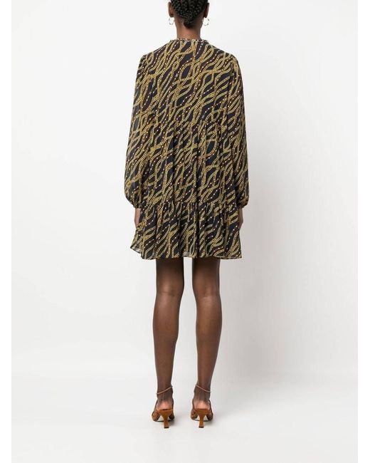 Michael Kors Black Michael V-Neck Long-Sleeved Mini Dress