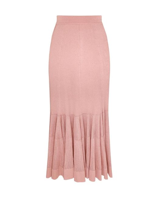 Zimmermann Pink Metallic Pleated Knitted Skirt