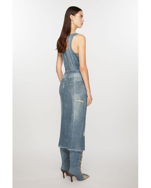 Acne Blue Denim Midi Skirt