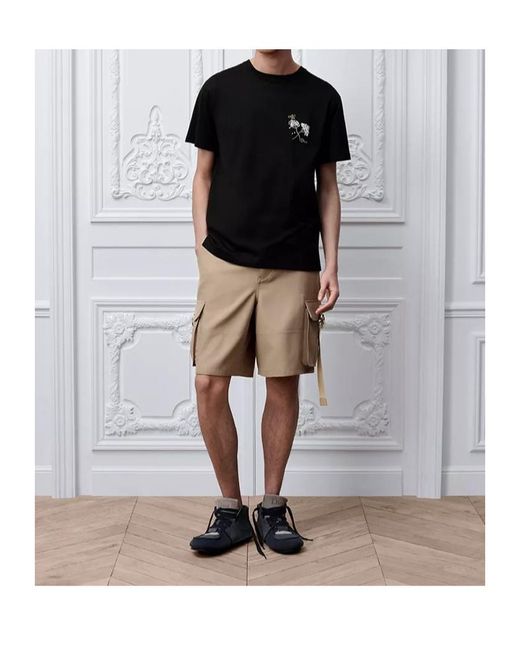 Dior Black T-Shirt With Flower Bee Embroidery, Relaxed Fit for men