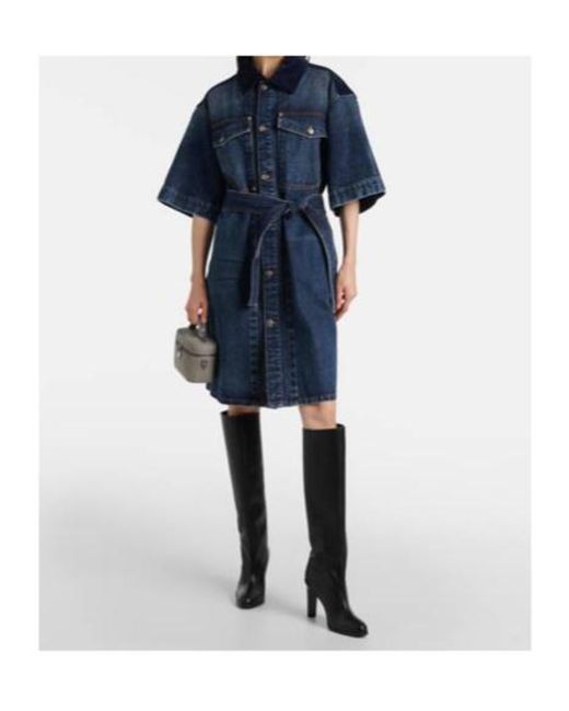 Stella McCartney Blue Corduroy-Trimmed Denim Minidress
