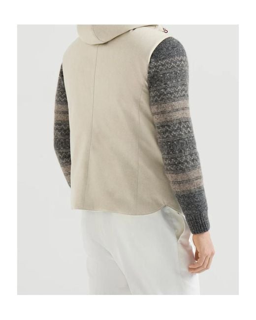 Brunello Cucinelli White Sleeveless Padded Jacket for men