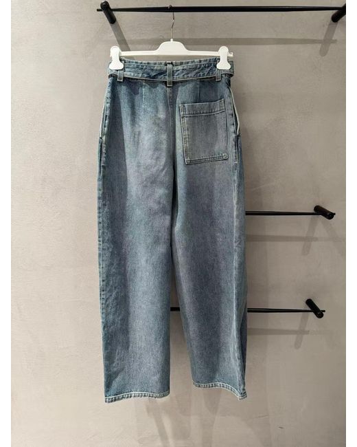 Loewe Blue Pleated Loose Leg Jeans