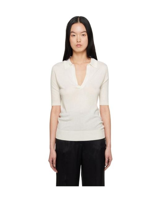 Gabriela Hearst White Short-Sleeved Polo Shirt