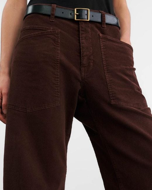 Nili Lotan Brown Shon Cotton-Blend Corduroy Tapered Pants