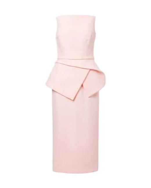 Safiyaa Pink Belted Crêpe Midi Dress