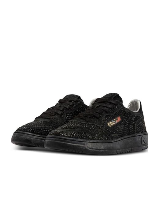 Autry White Medalist Low Sue Embellished Strass Sneakers