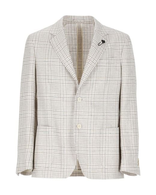 Lardini White Check Blazer Jacket for men