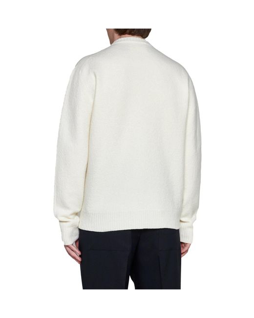 Jil Sander White Crewneck Knitted Jumper for men