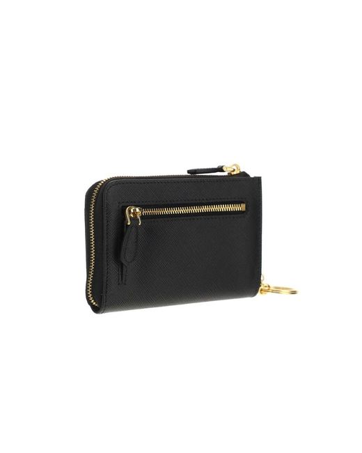 Prada Black Triangle-Logo Zipped Wallet