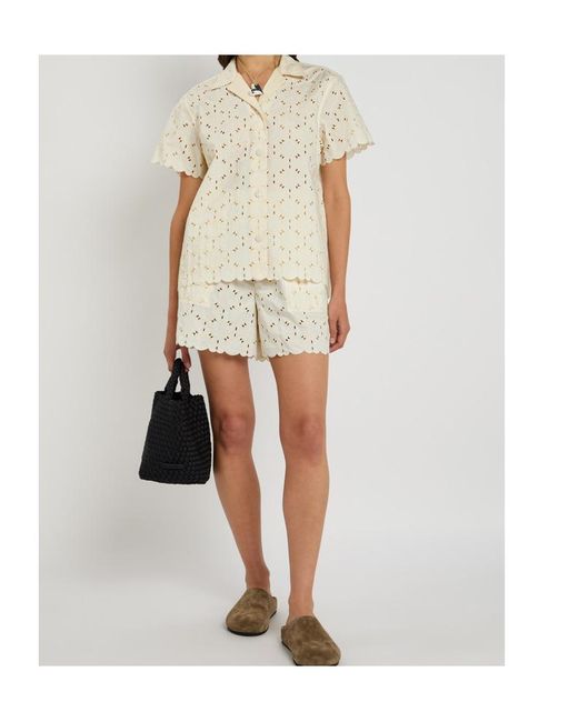 Moncler White Embroidered Cotton-Blend Shirt