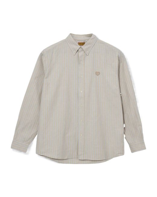 Human Made Gray Lapel Long-Sleeved Shirt for men