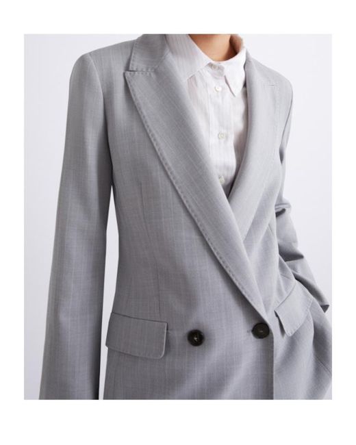 Marella Blue Malfilé-Look Stretch Canvas Blazer