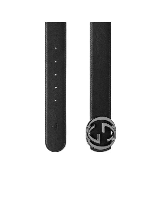 Gucci Black Reversible Interlocking G Buckle Belt for men