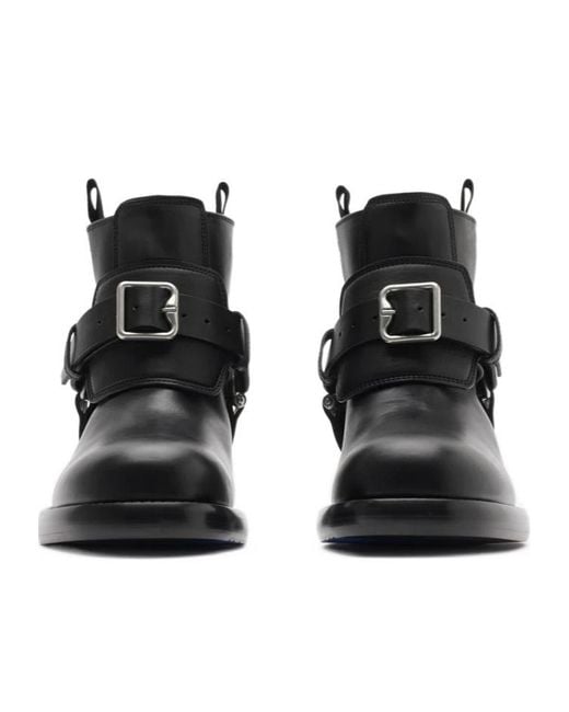 Burberry Black Cobble Buckle-Detailed Ankle Boots