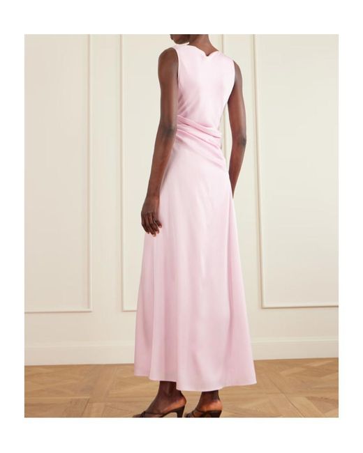 Jonathan Simkhai Pink Melaney Draped Gathered Satin Gown