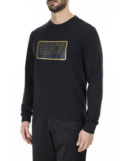 EA7 Blue Round-Necked Logo Sweater for men