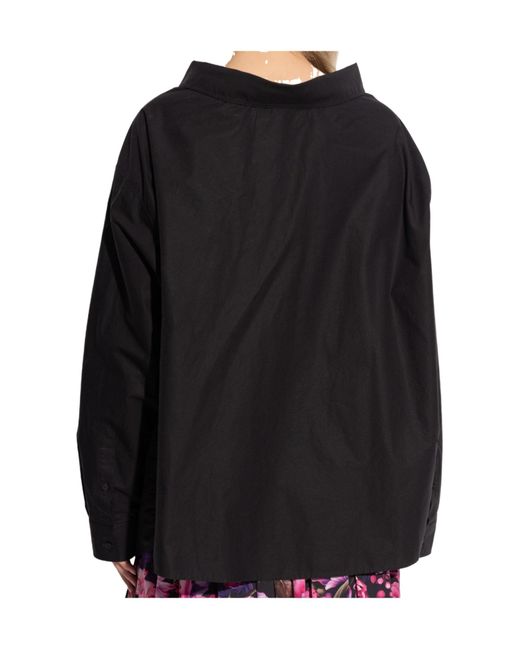 Balenciaga Blue Off-Shoulder Oversized Poplin Shirt
