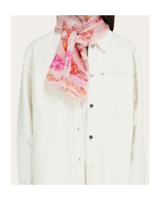Ferragamo Pink Ferragamo Floral Print Scarf