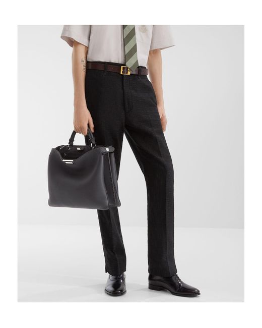 Fendi Black Ff Jacquard Tailored Trousers for men